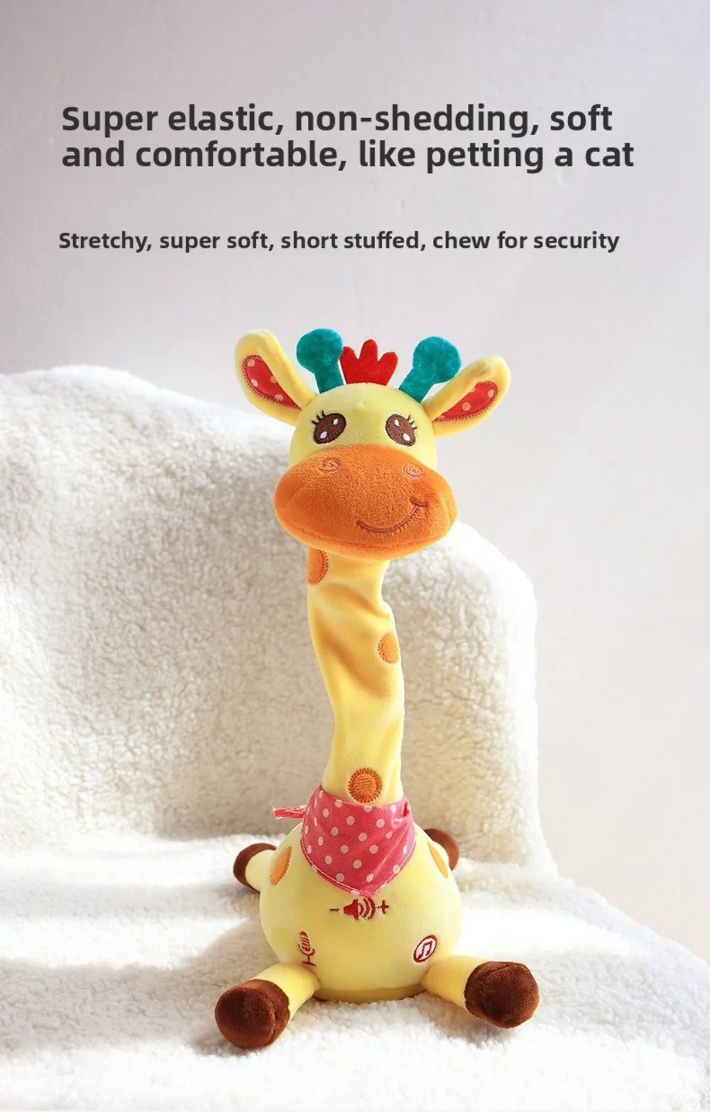 Repeating What You Say Dancing Talking Giraffe Toy with 10 Songs Adjustable Volume Stuffed Animal Toy Plush Musical