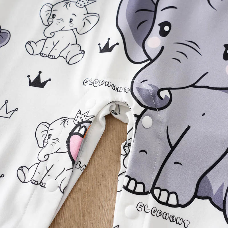 Newborn Baby Boy Long sleeves clothing 0-18Months one-piece braces fashion elephant print Baby pajamas Infant Casual Jumpsuit