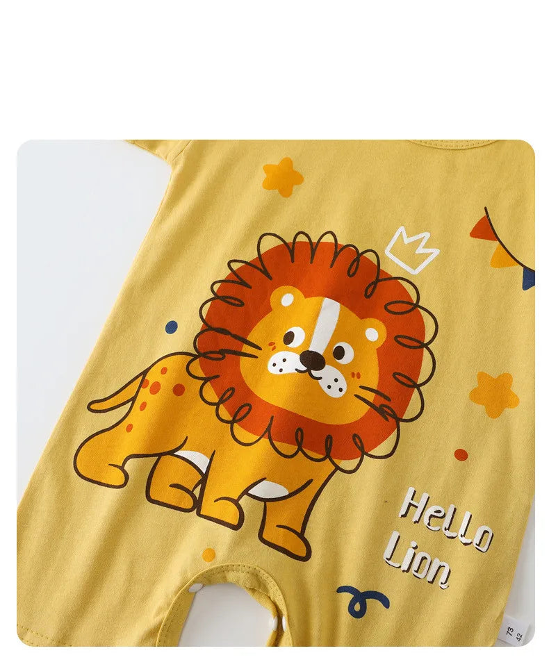 Infant Toddler Crawling Clothes Cotton Summer Boys Girls Thin Baby Short Sleeved Romper Suit Children's Onesie