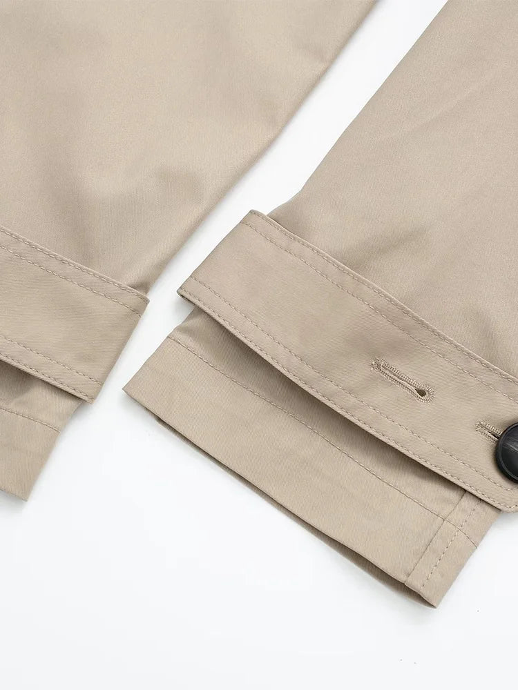 Women Trench Coat With Belt Solid Double Breasted