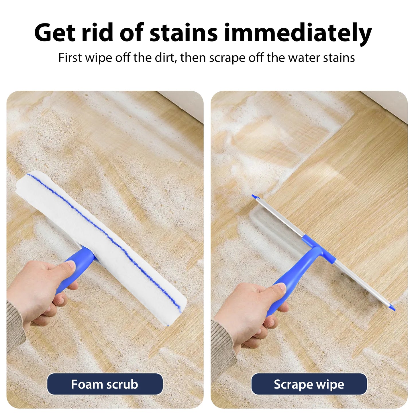 16.5-165cm Extendable Window Cleaning Kit 2 in 1 Glass Squeegee Cleaner Duster Mop Cleaning Tools