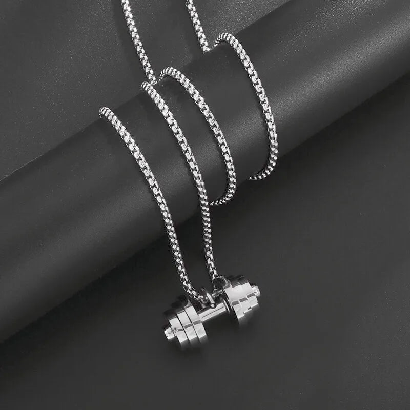 Titanium Steel Dumbbell Necklace