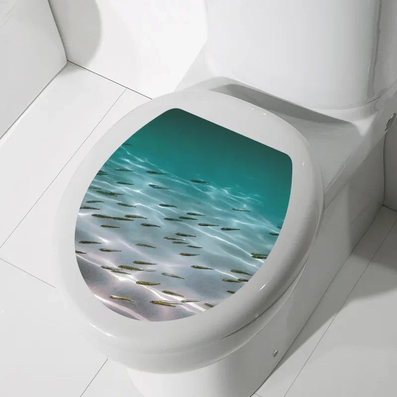 1pc DIY Undersea Animal Pattern Bathroom Decor 3D Toilet Seat Sticker PVC Art Wallpaper Removable Bathroom Decals Toilet Sticker