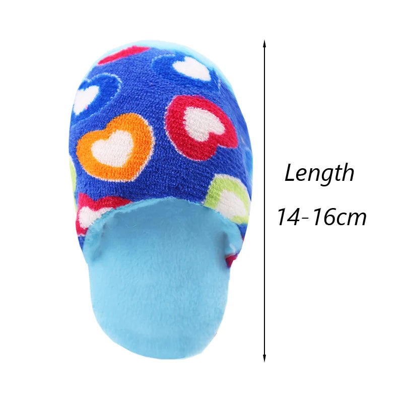 Puppy Chew Toy with Squeaker – Funny Plush Slipper for Small Dogs, Teeth-Cleaning Toy for French Bulldogs & Shiba Inus