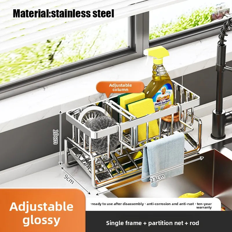 Stainless Steel Storage Shelf, Metal Kitchen Organiser Rack for Pantry, Bathroom, Office, Heavy Duty & Space Saving