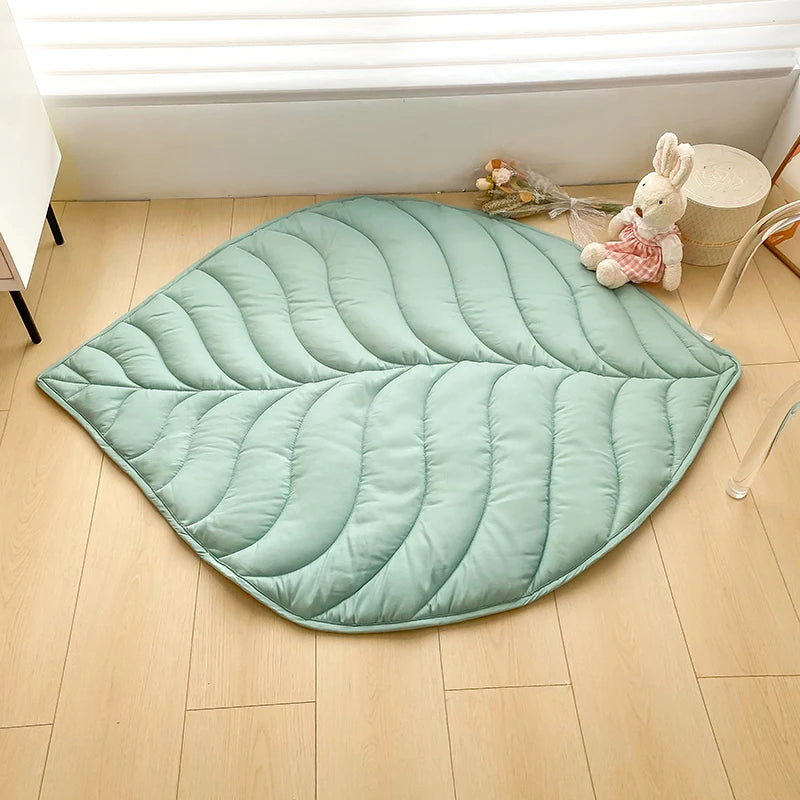 Creative Play Mat Kid Room Baby Climbing Pad Green Carpet Leaf Shaped 143*107cm Nordic Tapetes Home Tapis Dual-use Soft Quilt