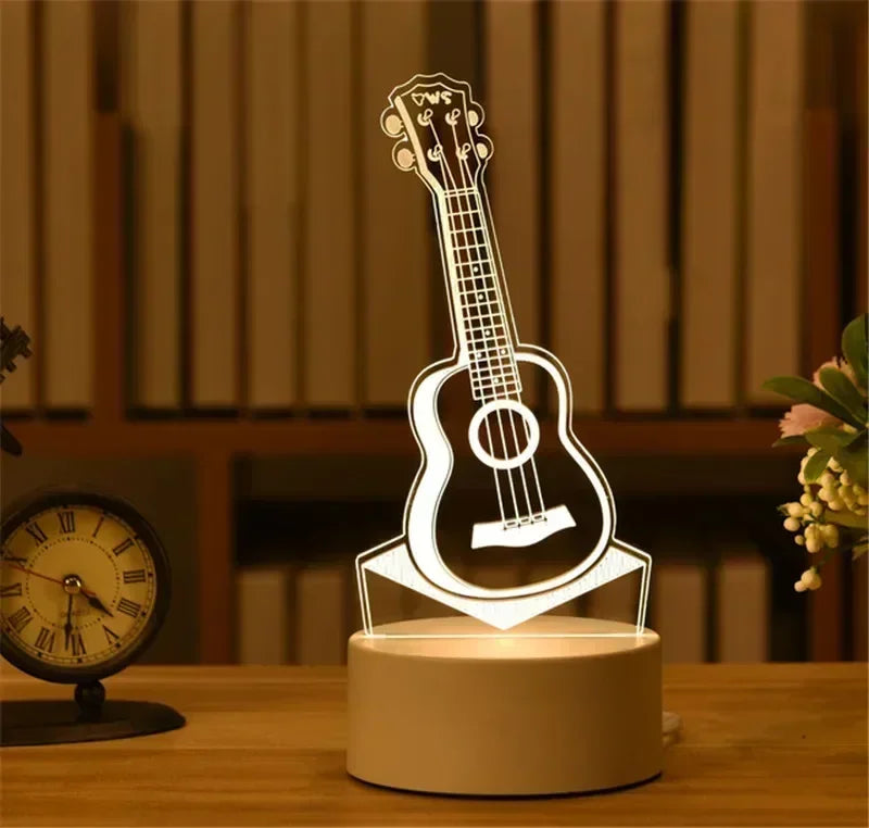 Creative 3D Acrylic Night Light USB Operated Bedroom Bedside LED Table Lamp Ornaments Christmas Holiday Birthday Event Gift