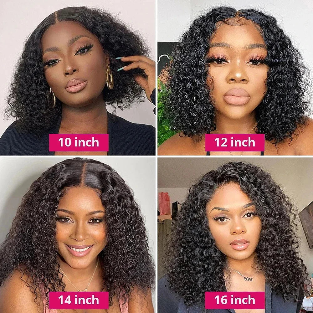 Wear And Go 13x4 Deep Wave Bob Wig For Women Curly Glueless Ready To Go Human Hair Wigs Pre Cut No Lace 200% For Black Woman