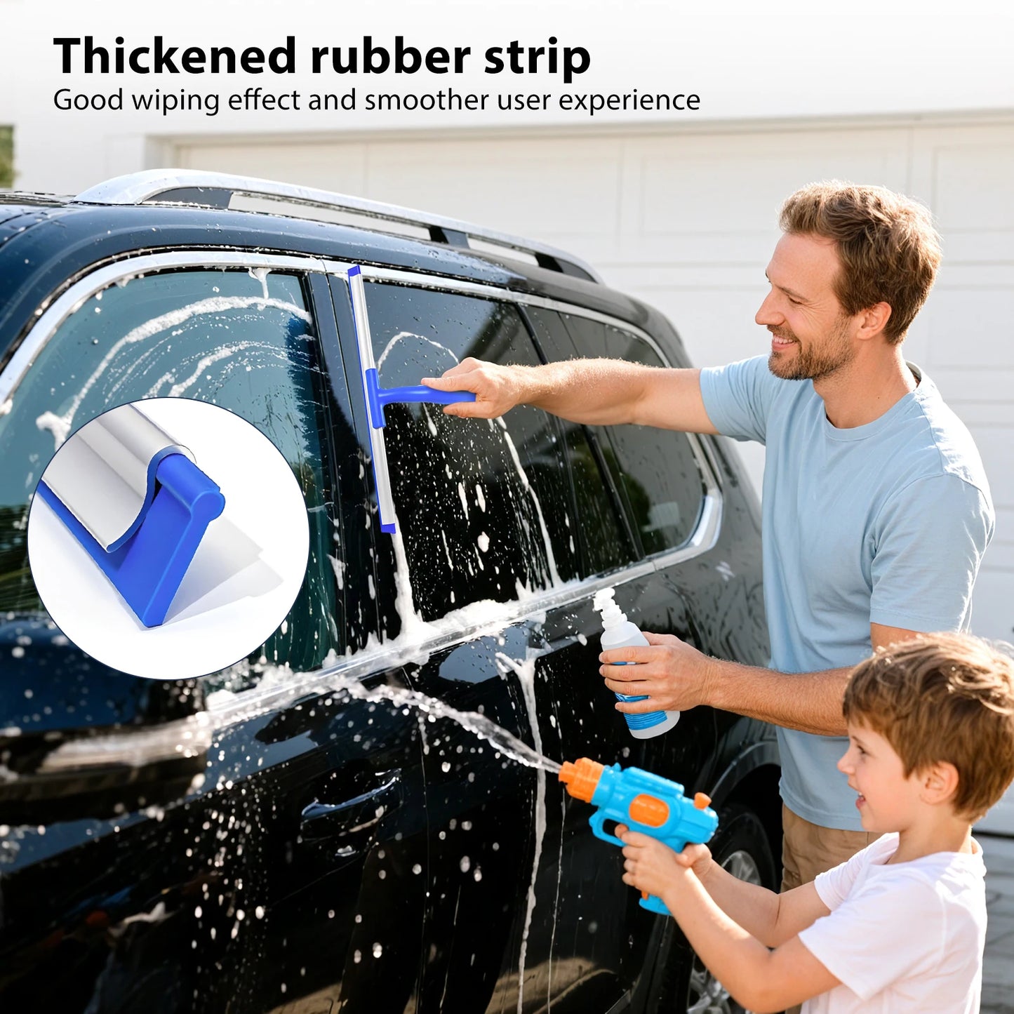 16.5-165cm Extendable Window Cleaning Kit 2 in 1 Glass Squeegee Cleaner Duster Mop Cleaning Tools