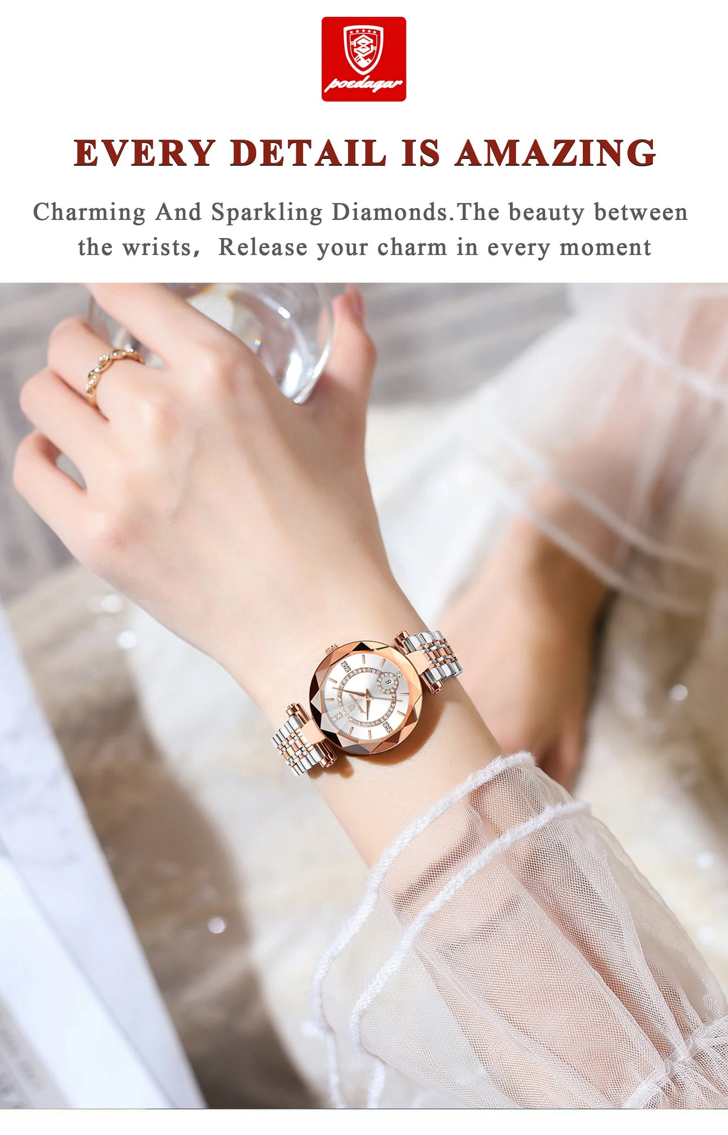 POEDAGAR High Quality Exquisite Wristwatch For Woman Waterproof Stainless Steel Date Quartz Ladies Watch Elegant Women's Watches