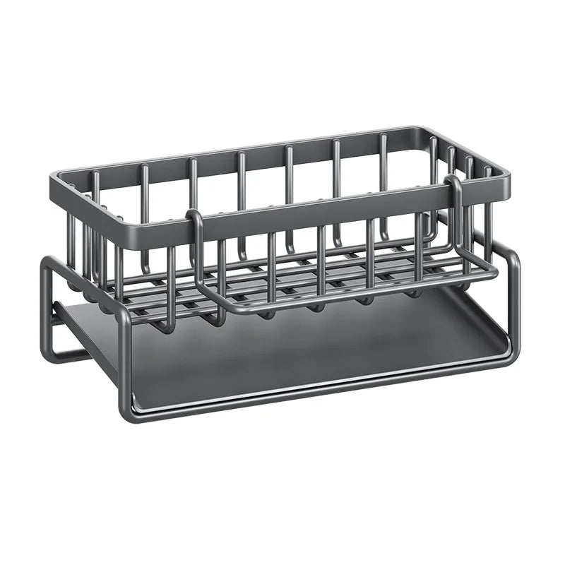 Kitchen Space Aluminum Sink Drain Rack Sponge Storage Faucet Holder Soap Drainer Shelf Basket Organizer Bathroom Accessories