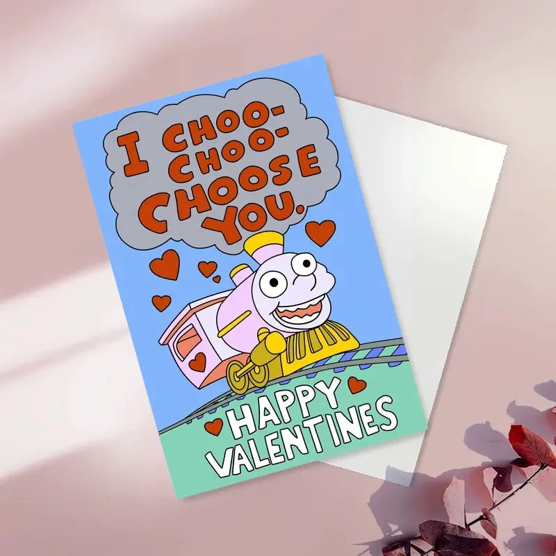 1PC Cute Valentine Day Card Funny Anniversary Card For Boyfriend Girlfriend"I Choo Choo Choose You" Greeting Card for Him Her
