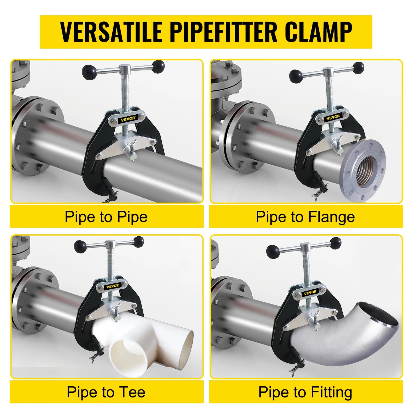 VEVOR Steel Pipe Clamp 2-6in 5-12in Adjustable Welding Alignment Clamp Tube to Flange Fittings Tee Versatile Ultra Fit Clamps