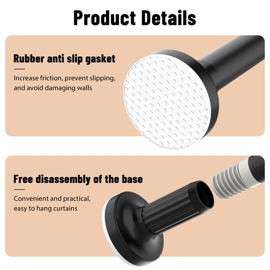Adjustable Telescopic Pole No Drill1.9m Extendable Hanging Rod Bathroom Curtain Clothes Drying Storage Organisation Multipurpose