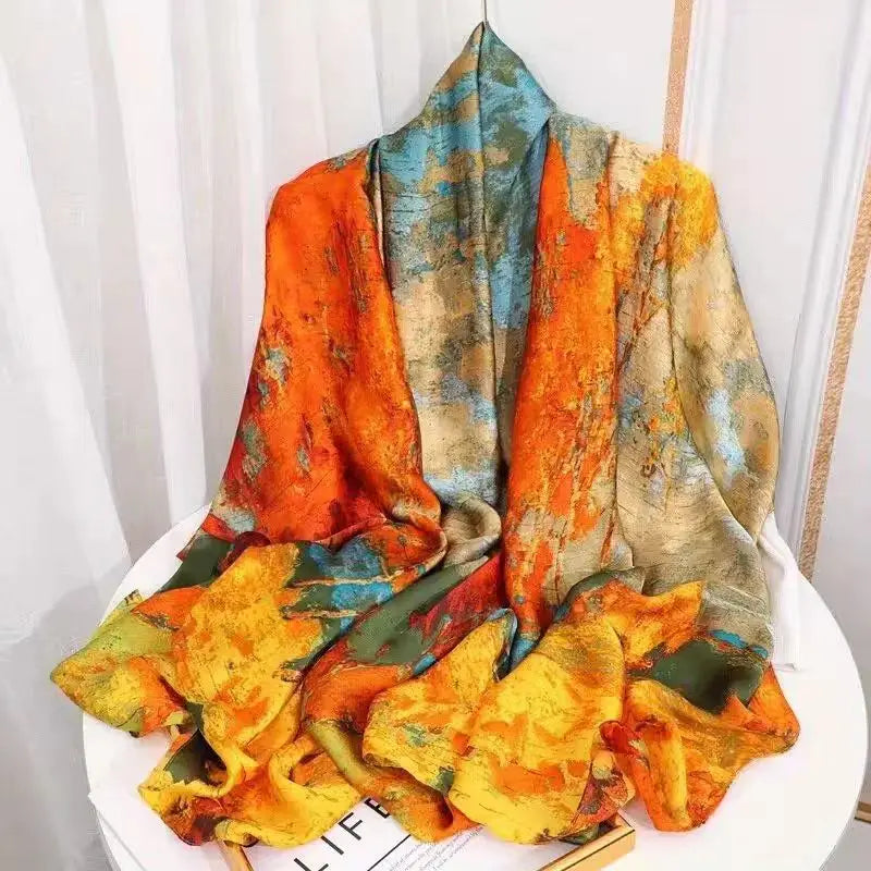 Tensili Brocade Satin Scarf Printed Silk Shawls