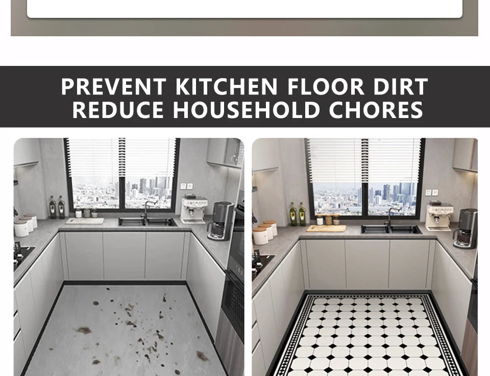 Rug for Kitchen Waterproof Non-slip Leather PVC Floor Mat American Retro Style Rugs Oil-proof Stain-resistant Long Carpets 주방 카펫