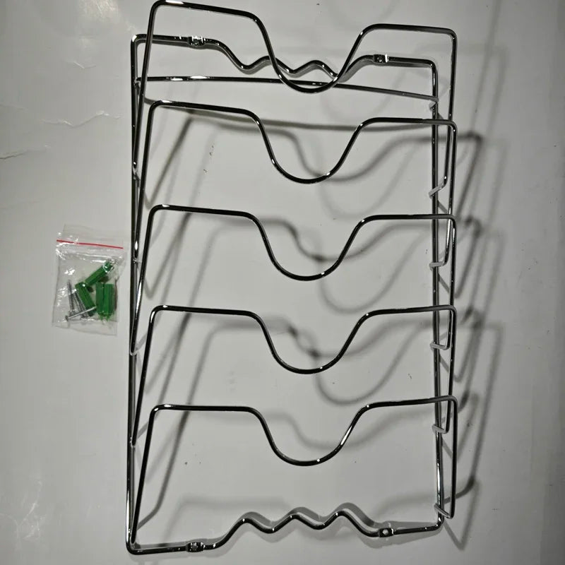 Multi Functional Wall Mounted Pot Lid Rack For Household Kitchen, Perforated With Five Layers