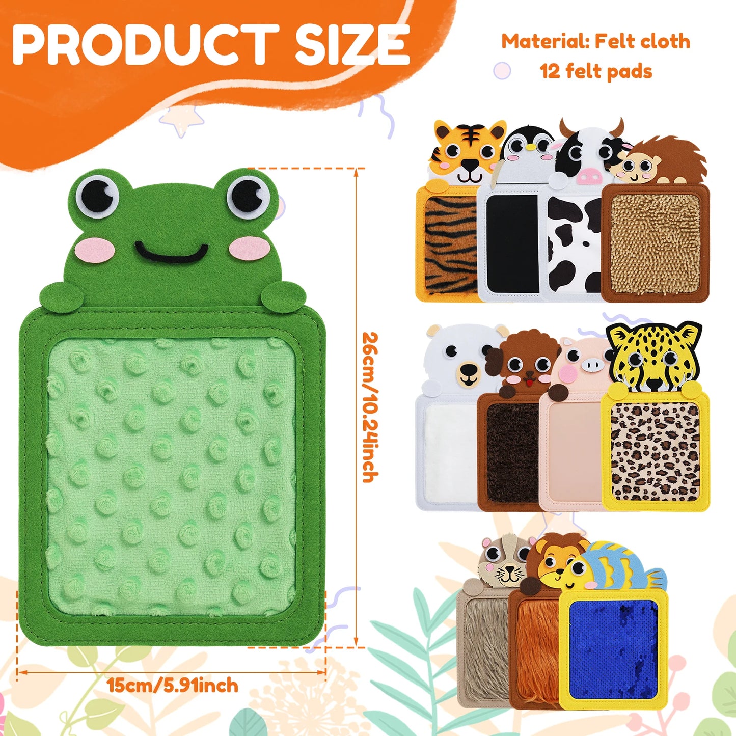 Baby Montessori Sensory Mats Cartoon Animal Cognition Mat Hand-Eye Coordination Education Toy Sensory Tactiles Pad for Children