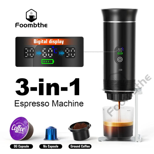 DENOKIN Portable Espresso Coffee Machine With Digital Display 3-in-1 Capsule Coffee Maker