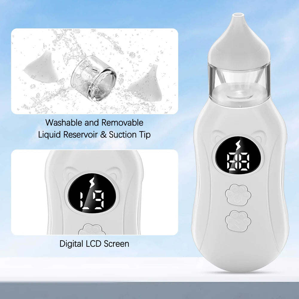 Baby Nasal Aspirator Electric Nose Cleaner with Built-In Music Nursery Rhymes Rechargeable Nose Booger Sucker for Infants Babies