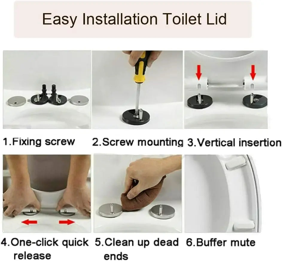 Square Toilet Seat Quick-Release Soft-Close Easy Clean - Durable Anti-Bacterial Compact WC Cover, Scratch-Resistant Bathroom