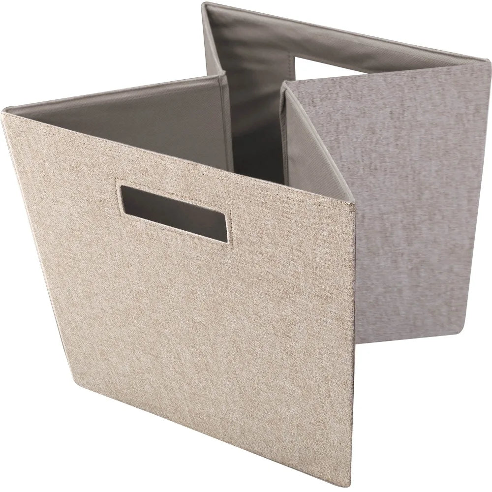 Foldable Fabric Cube Storage Box, Brown
