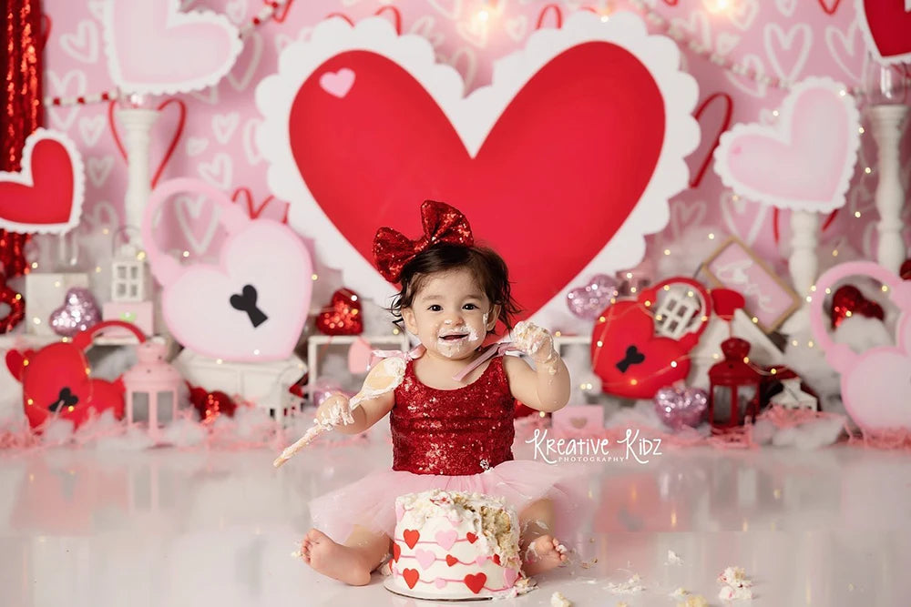 Valentine's Day Photography Backdrop Cloth Red Love Heart Wedding Baby Birthday Party Decor Backgrounds For Photo Studio Props
