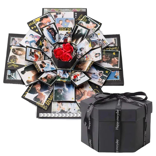 DIY Hexagonal Photo Album Box Scrapbook Lovely Surprise Explosion Couple Box Love Memory Anniversary Valentine's Day Love Gift