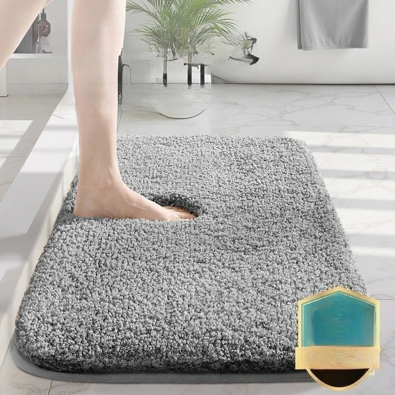 Bathroom absorbent carpet floor mat solid color bathroom antibacterial foot mat non slip mat at the toilet door machine washable