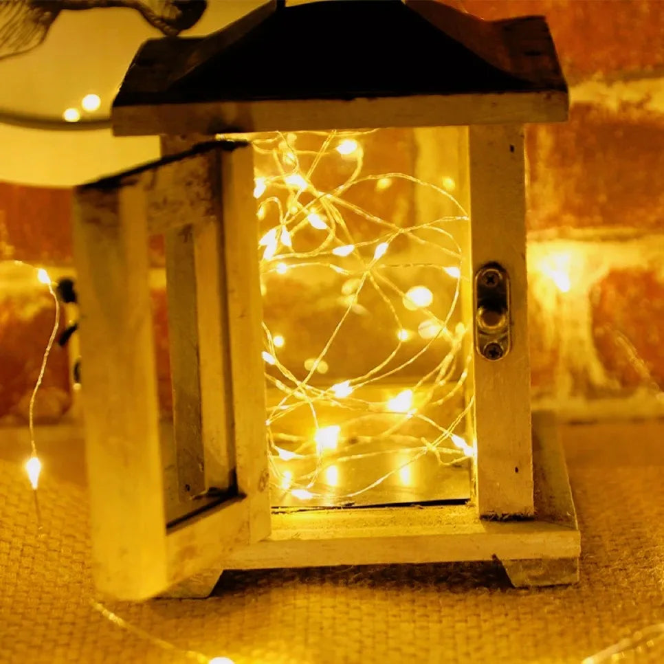 2/5/10M LED Copper Wire Light String Fairy Garland Battery Powered Garden Bedroom Party Wedding Christmas New Year Ornament