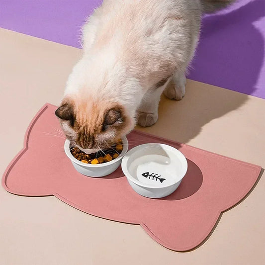 Silicone Pet Feeding Mat – Waterproof Non-Slip Placemat for Cat & Dog Food and Water Bowls, Easy to Clean Floor Protector
