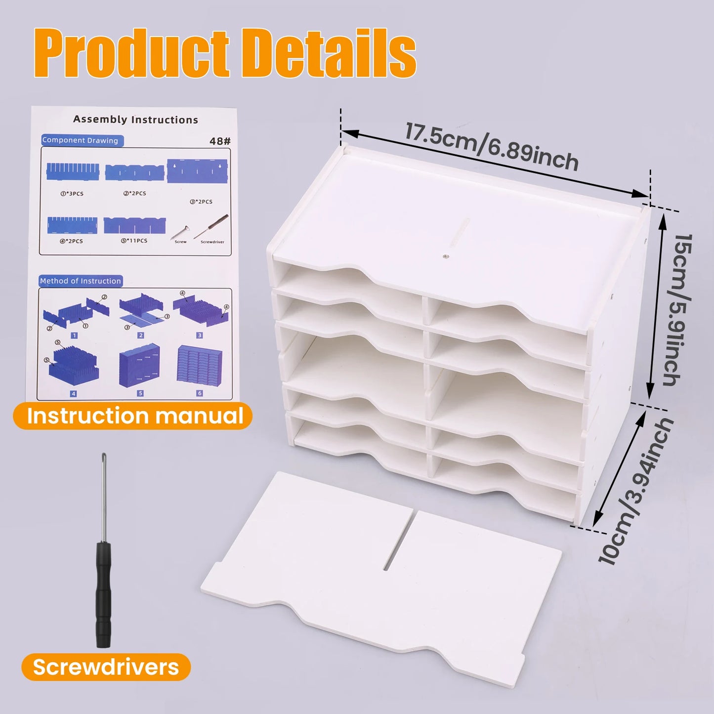 12/24/36/48 Slots Ink Pad Holder and Stamp Pad Storage Organizer Ink Pads Diamond Painting Tray Rack Crafts Painting Tray Rack