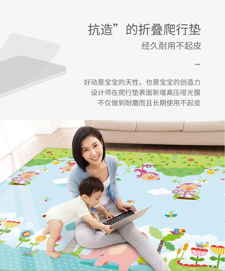 Baby Play Mat 180x200cm Doubel Sided Printed Kids Rug Educational Toys for Children Crawling Carpet Game Activity Gym Foam Floor