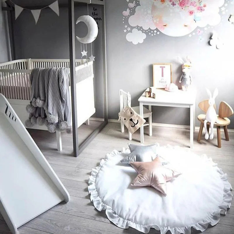 Newborn Baby Play Mats Toys Soft Cotton Round Crawling Pad Newborn Game Rugs Floor Carpet For Children Room Decor Photo Props