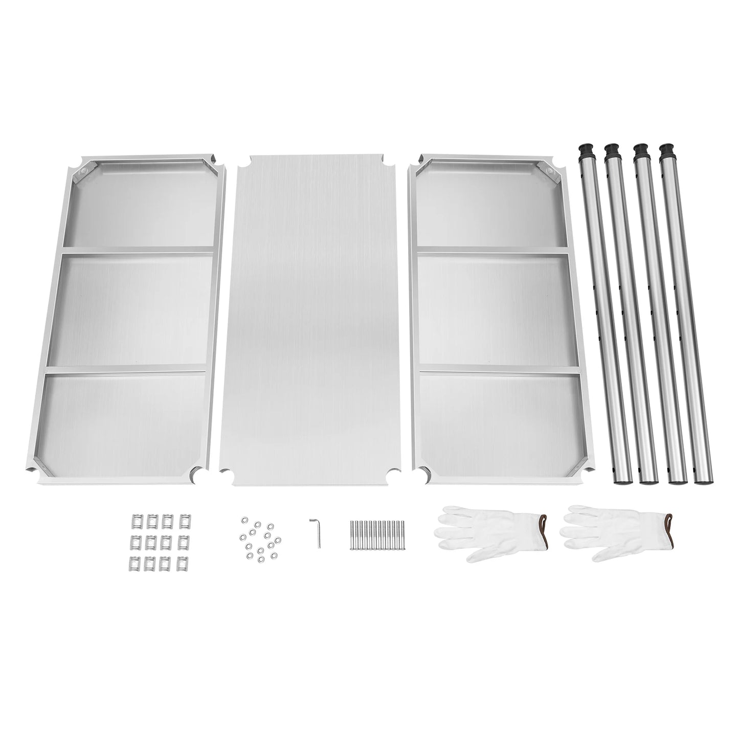 3-Tier Stainless Steel Work Table Kitchen Storage Prep Table Multifunctional Food Prep Worktable