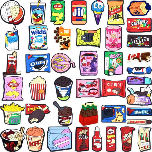 1PCS Cartoon Snack Shoe Charm – PVC Food & Drink Button for Slippers, Bags, and DIY Decor