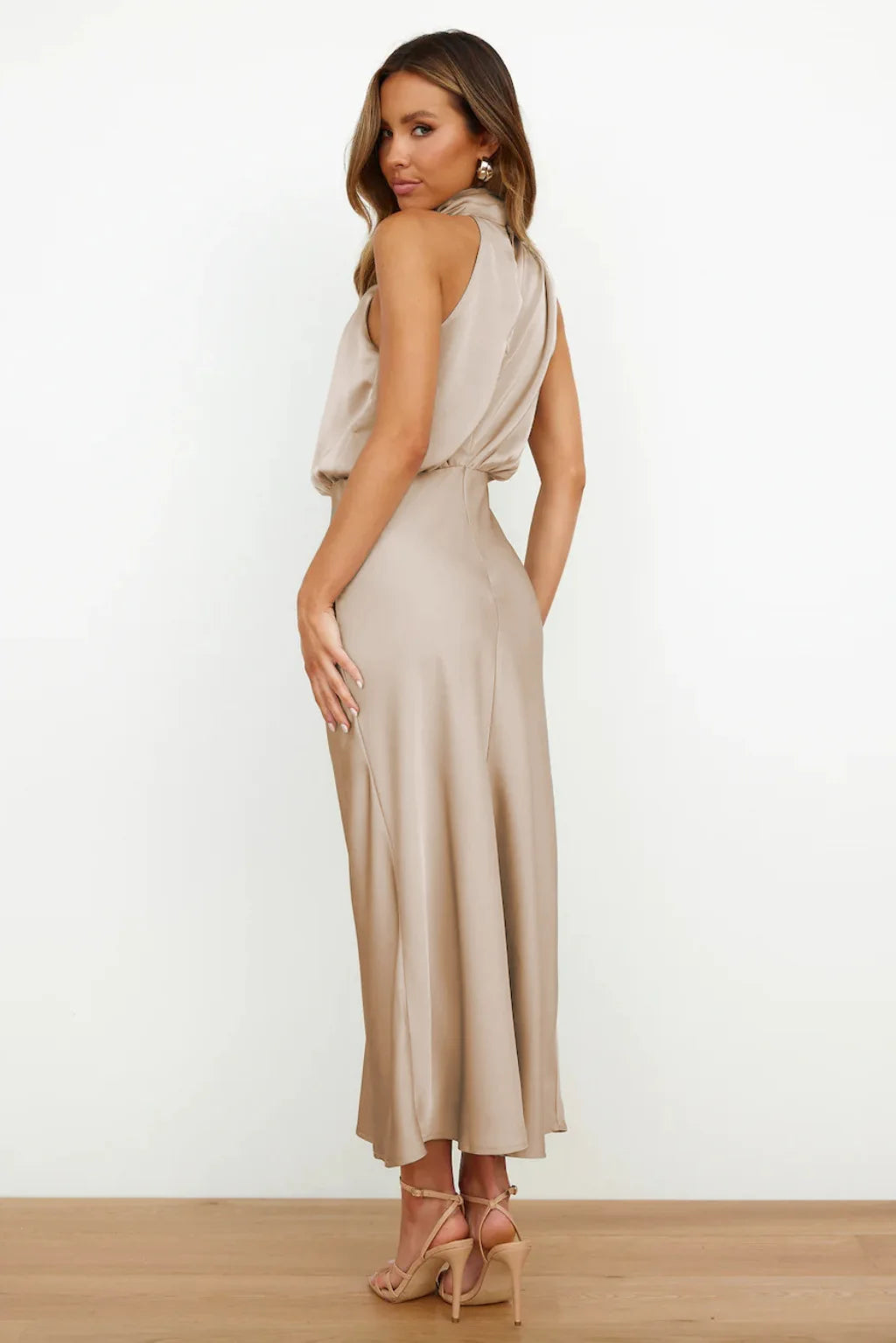 Summer High-End Silk Satin Sleeveless Long Dress Women Fashion Elegant Celebrity Dresses Evening Dress Party Clothes Ladies