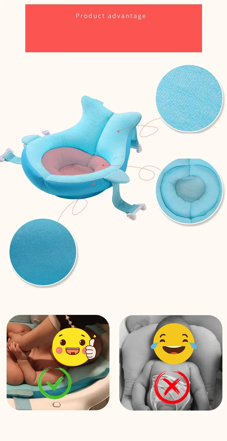 Baby Bath Seat Support Mat Shower Safety Tub Pad Newborn Bathtub Recliner Infant Anti-Slip Soft Comfort Body Cushion Baby Stuff