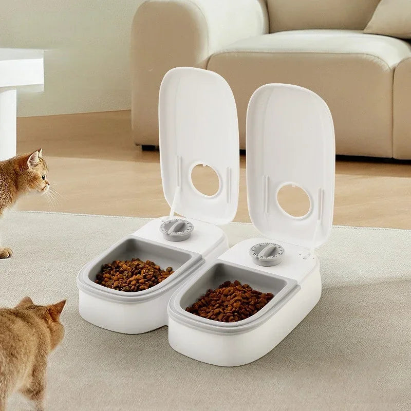 Automatic Timing Feeder Large Capacity Dry & Wet Food Container Electric Dog Double Dish Bowl For Cats Dogs