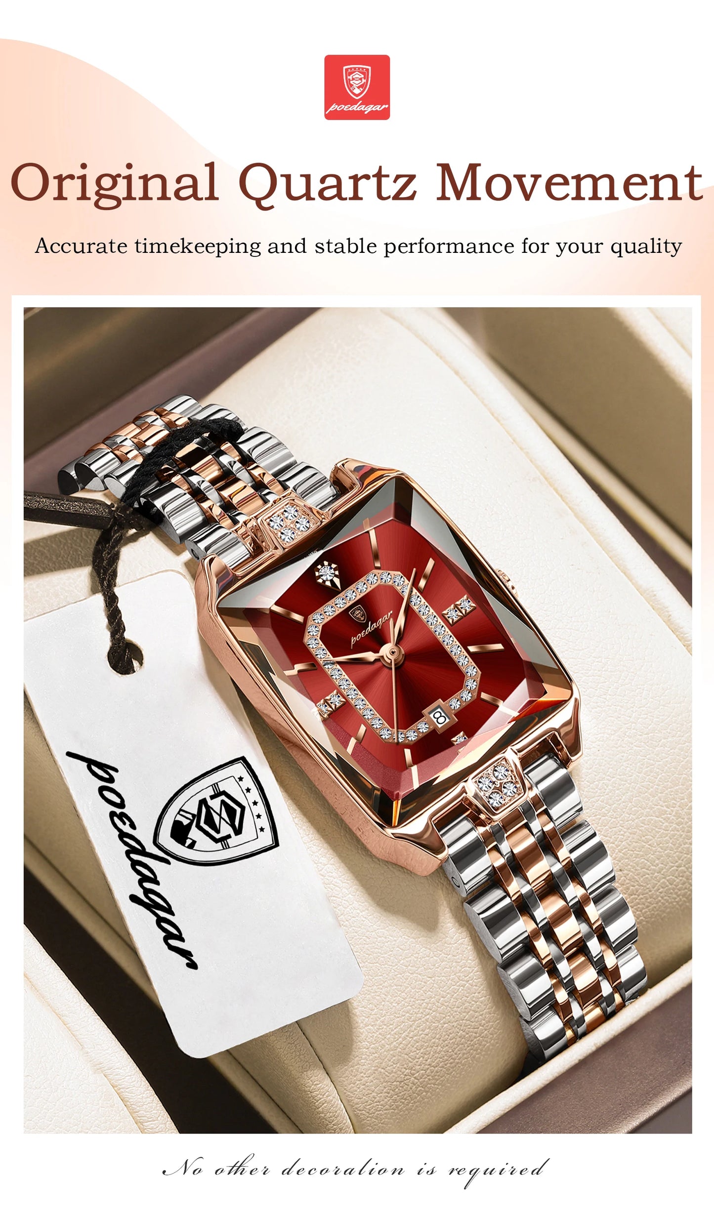 POEDAGAR Elegant Exquisite Woman Watch Waterproof Stainless Steel Date Original Fashion Ladies Wristwatch Women's Quartz Watches