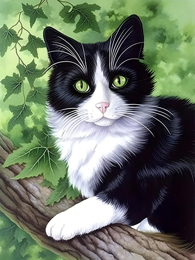 New Cow Cat 5D DIY Diamond Painting Kit Black and White Cats Portrait Diamond Embroidery Mosaic Carft Rhinestone Gift Home Decor