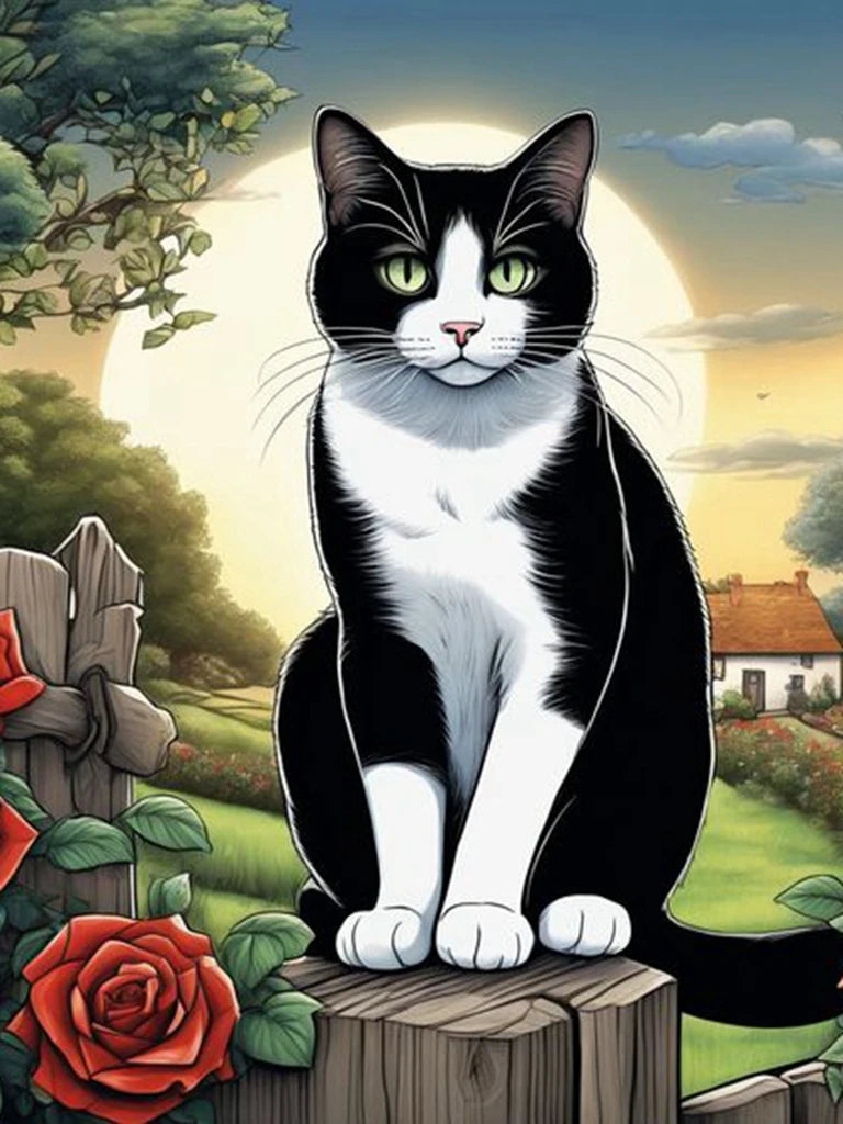 New Cow Cat 5D DIY Diamond Painting Kit Black and White Cats Portrait Diamond Embroidery Mosaic Carft Rhinestone Gift Home Decor