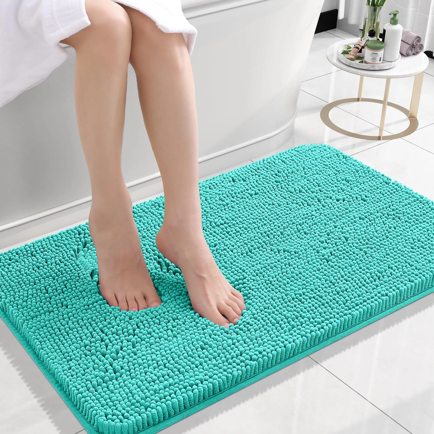 Homaxy Chenille Plain Hairy TPR Material Door Mat Indoor Non Slip Door Mat Dirt Trap Absorbent Mat Absorbs Water Bathroom Mat