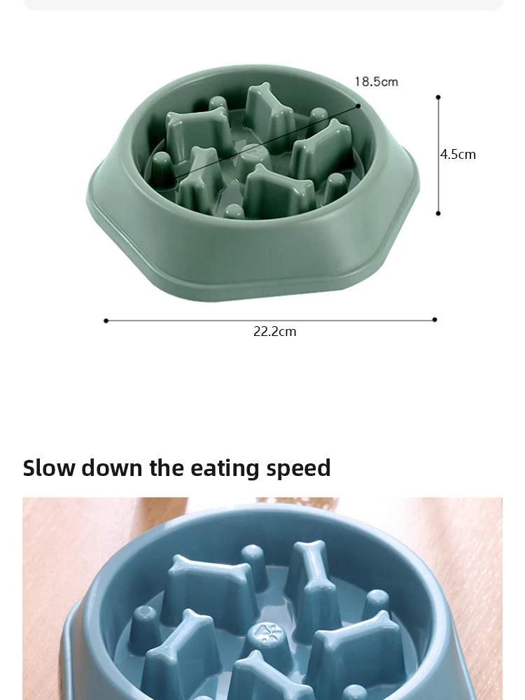 Pet Slow Feeder Bowl – Anti-Choking, Anti-Gulping PP Plastic Dish for Dogs