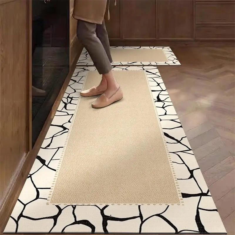 Kitchen Rug Pvc Waterproof Leather Carpet Beige Long Floor Mat Non-slip Oil-proof Home Decoration Vinyl Rugs Alfombras De Cocina