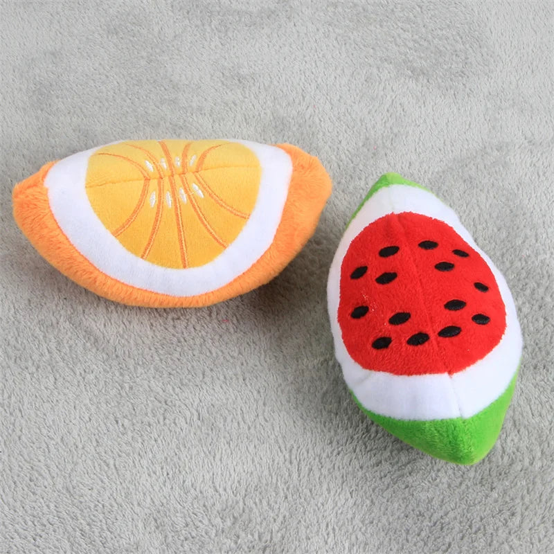 Plush Fruit-Shaped Dog Toy – Squeaky Chew Toy for Small & Medium Dogs, Teeth-Cleaning Pet Toy for Puppies and Cats