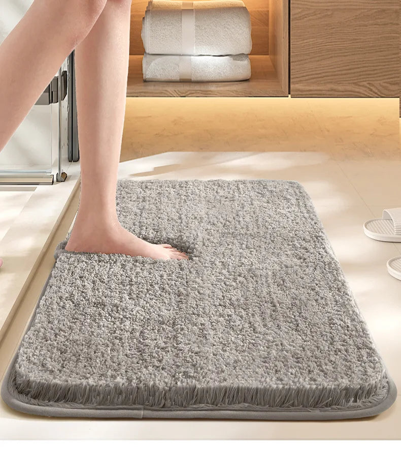 Bathroom absorbent carpet floor mat solid color bathroom antibacterial foot mat non slip mat at the toilet door machine washable