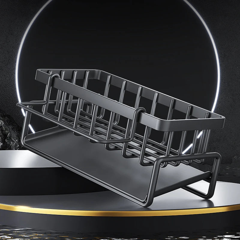 Kitchen Space Aluminum Sink Drain Rack Sponge Storage Faucet Holder Soap Drainer Shelf Basket Organizer Bathroom Accessories