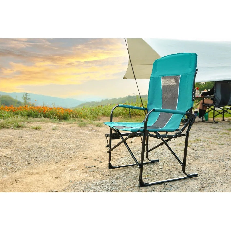 Heavy Duty Camping Portable Folding Chair with Side Table Pocket