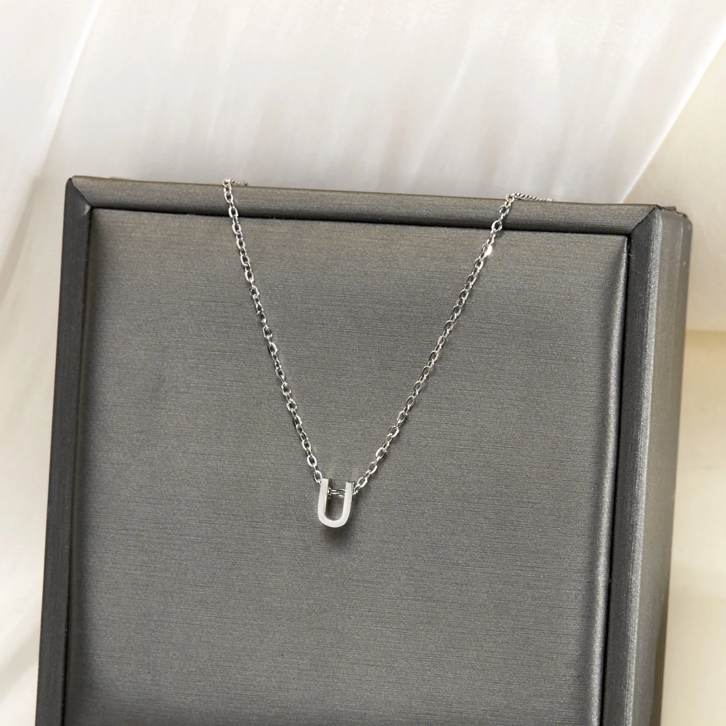 Silver Color Tiny A-Z Initial Letter Necklace for Women Stainless Steel 26 Alphabet Name Pendant Necklaces Jewelry Birthday Gift